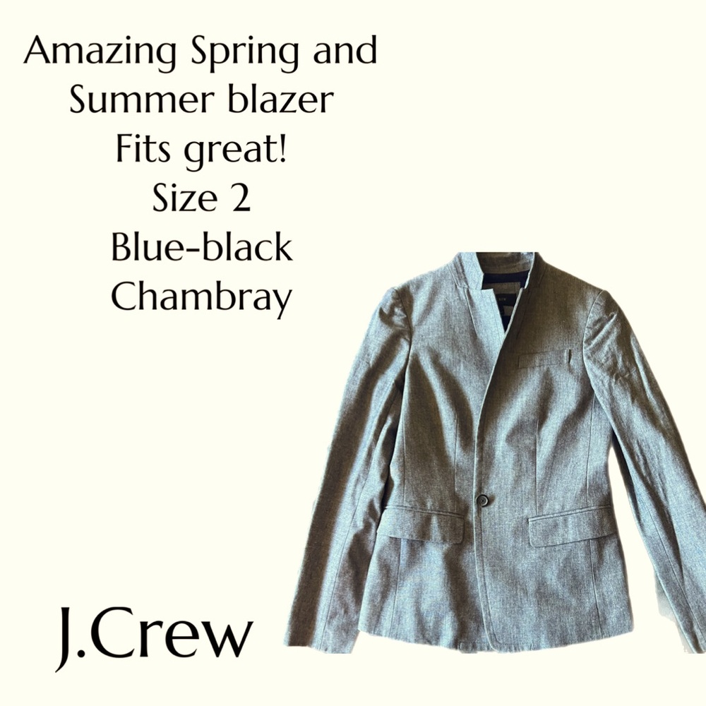 Blue-black chambray lightweight J.Crew blazer